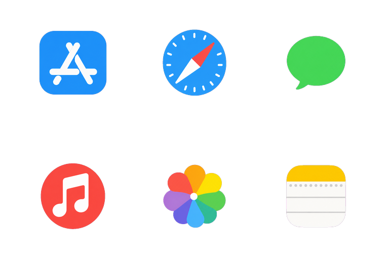 Preview of the Chunky Color Mac icon theme across apps and folders