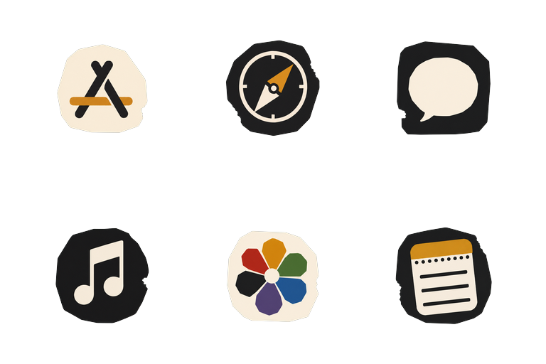 Preview of the Industrial Cyber Grunge Mac icon theme across apps and folders