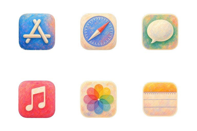 Preview of the Monet Bloom Mac icon theme across apps and folders
