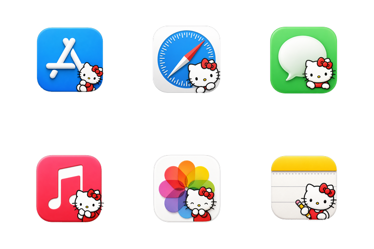 Preview of the Nya Friends Mac icon theme across apps and folders