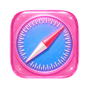 Safari icon in the Pink Y2K Gel Mac icon theme